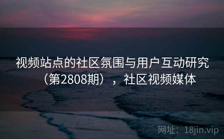 视频站点的社区氛围与用户互动研究（第2808期），社区视频媒体
